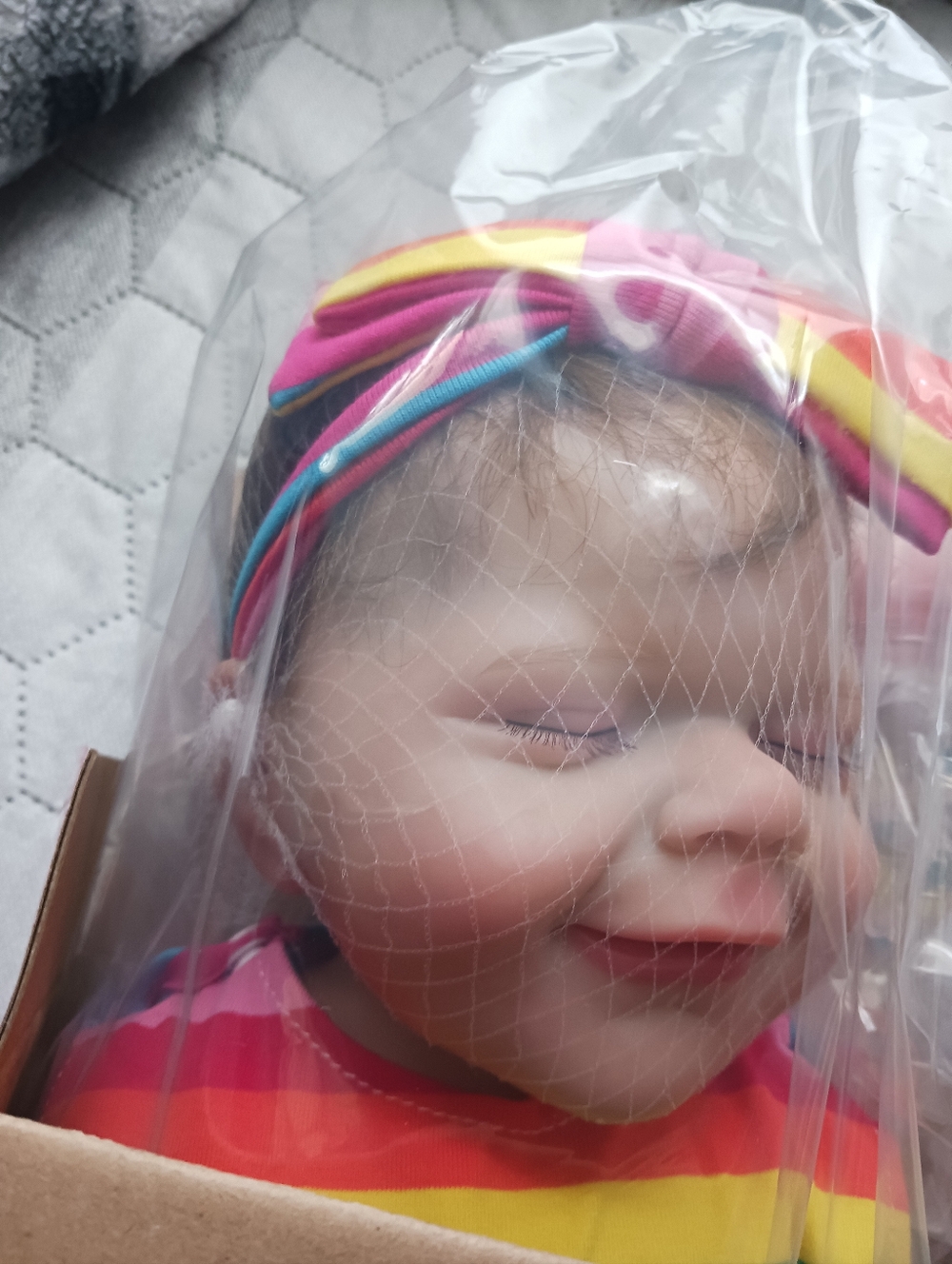 18in Reborn Baby Set : Silicone Doll Onsie Bottle Plus Real Lashes Rooted Hair - Picture 6 of 14